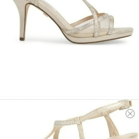 Nina "Blossom" Gold w. Rhinestone detail, 3" Slingback heels Sz 7M - Picture 8 of 9